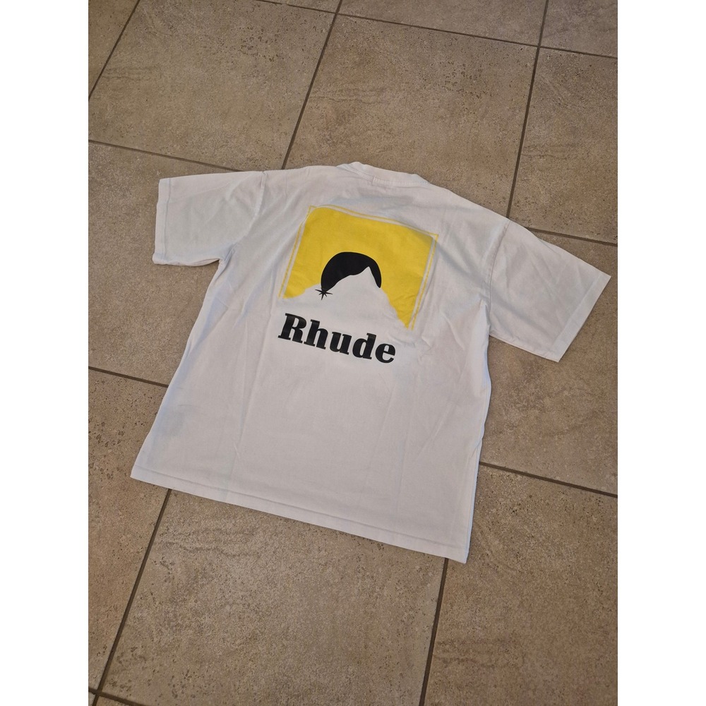 Rhude Sunset Mountain Logo T-Shirt White Men's - Large - Picture 9 of 11